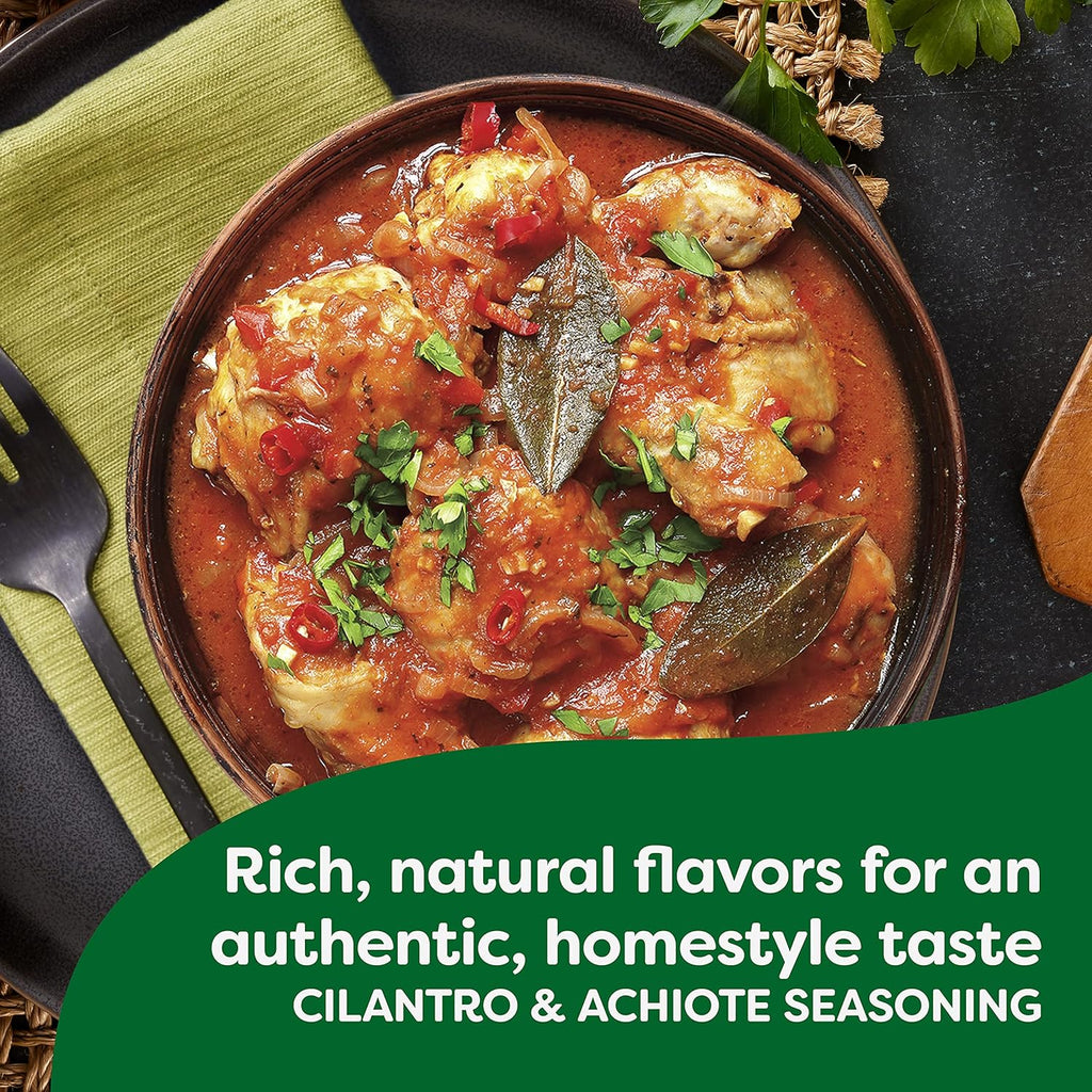 Sazón Flavorful Seasoning for Sauce, Meat, Poultry, Fish, Seafood, Stews, Rice, Beans, and Other Dishes Cilantro and Achiote No Artificial Flavors 5.6 Oz, 32 Count