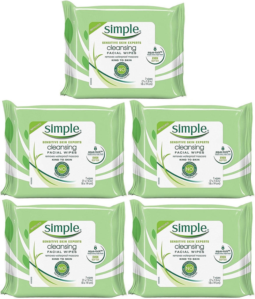 Kind to Skin Cleansing Facial Wipes, Travel Pack, 7-Count (Pack of 5)