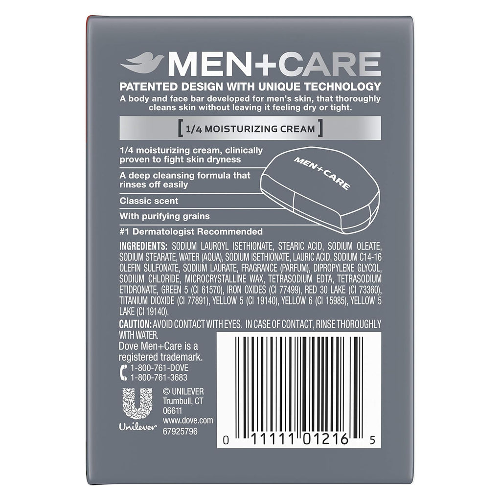 Dove Men+Care Men'S Bar Soap More Moisturizing than Bar Soap Deep Clean Effectively Washes Away Bacteria, Nourishes Your Skin 3.75 Oz 2 Bars