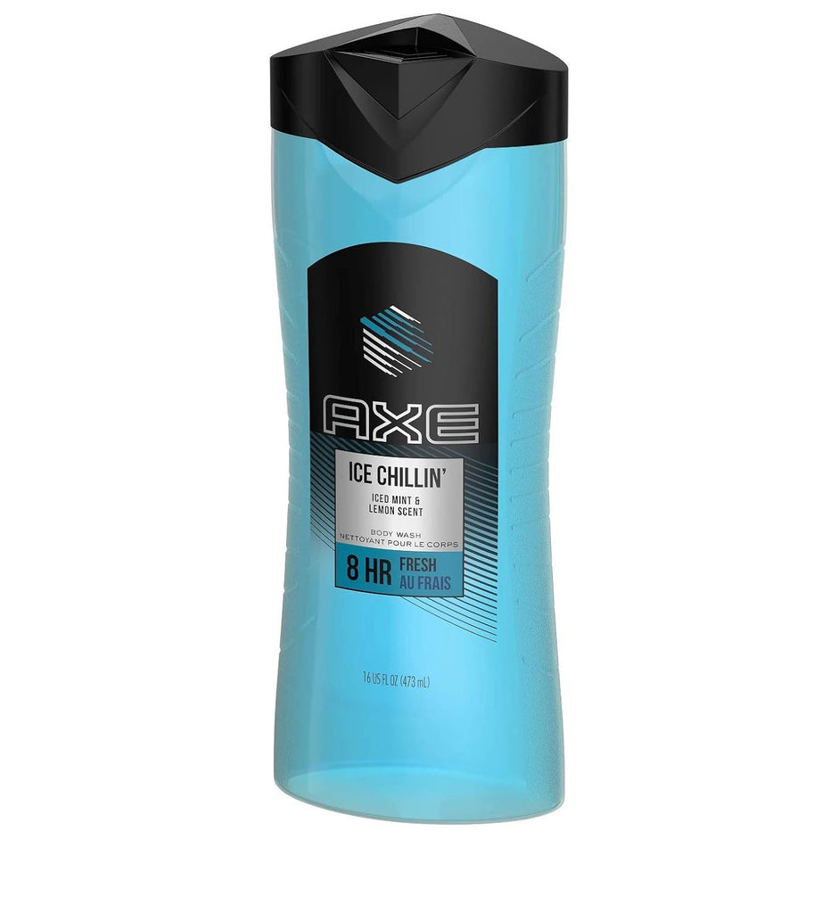 Axe Body Wash - Ice Chillin' - Iced Mint & Lemon Scent - Net Wt. 16 FL OZ (473 Ml) per Bottle - Pack of 2 Bottles