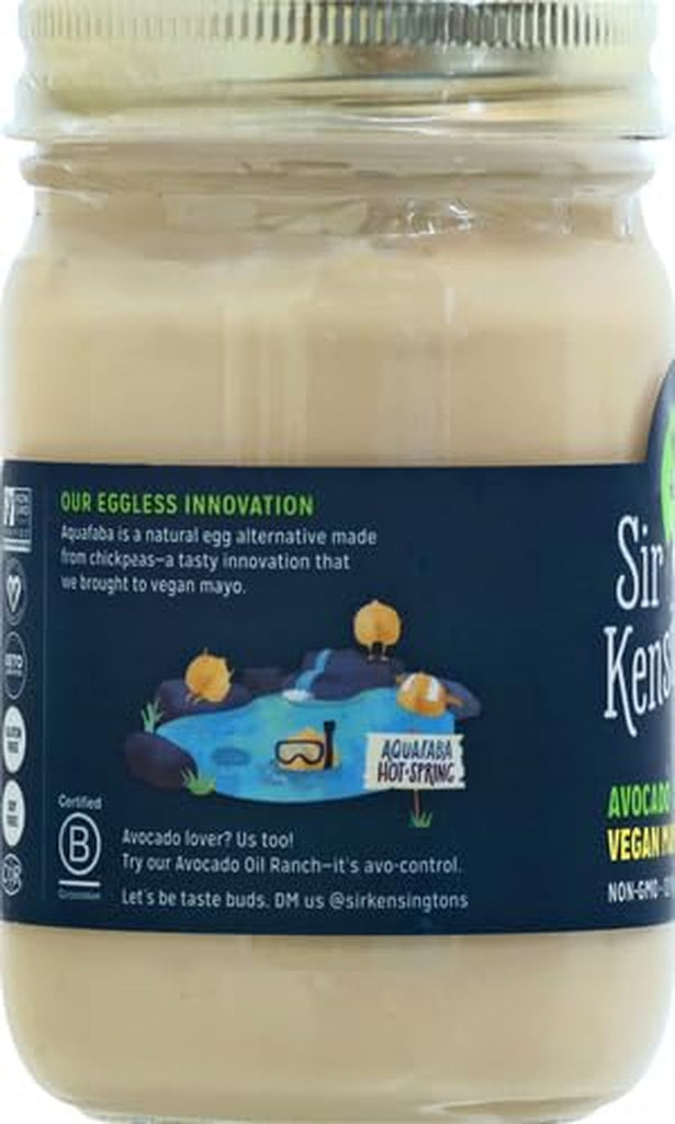 Sir Kensington'S Vegan Mayo Avocado Oil Keto Diet Certified Gluten Free Certified Vegan Soy Free Non- GMO Project Verified Shelf-Stable 12 Oz