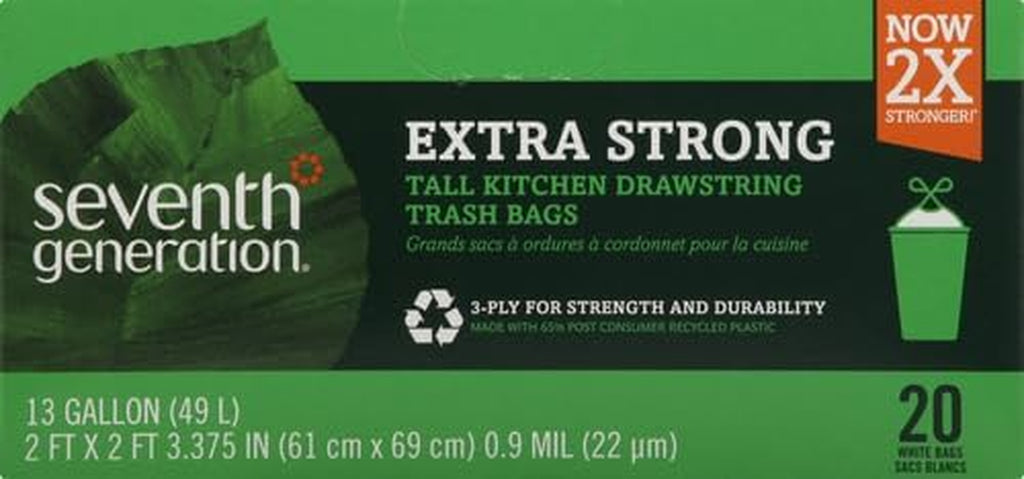 Drawstring Kitchen Trash Bags 13 Gal, 20 Bags