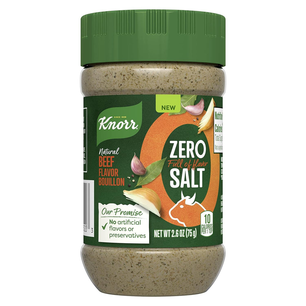 Zero Salt Powder Bouillon for Sauces, Gravies and Soups, Natural Beef Flavor Bouillon with No Artificial Flavors or Preservatives 2.6Oz