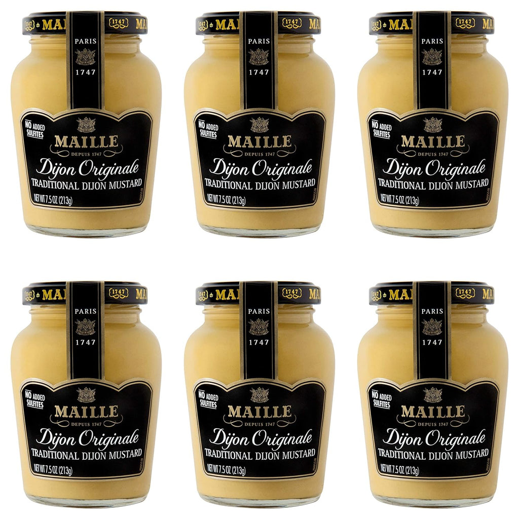 Mustard, Dijon Originale No Added Sulfites, 7.5 Oz, 6 Count (Packaging May Vary)