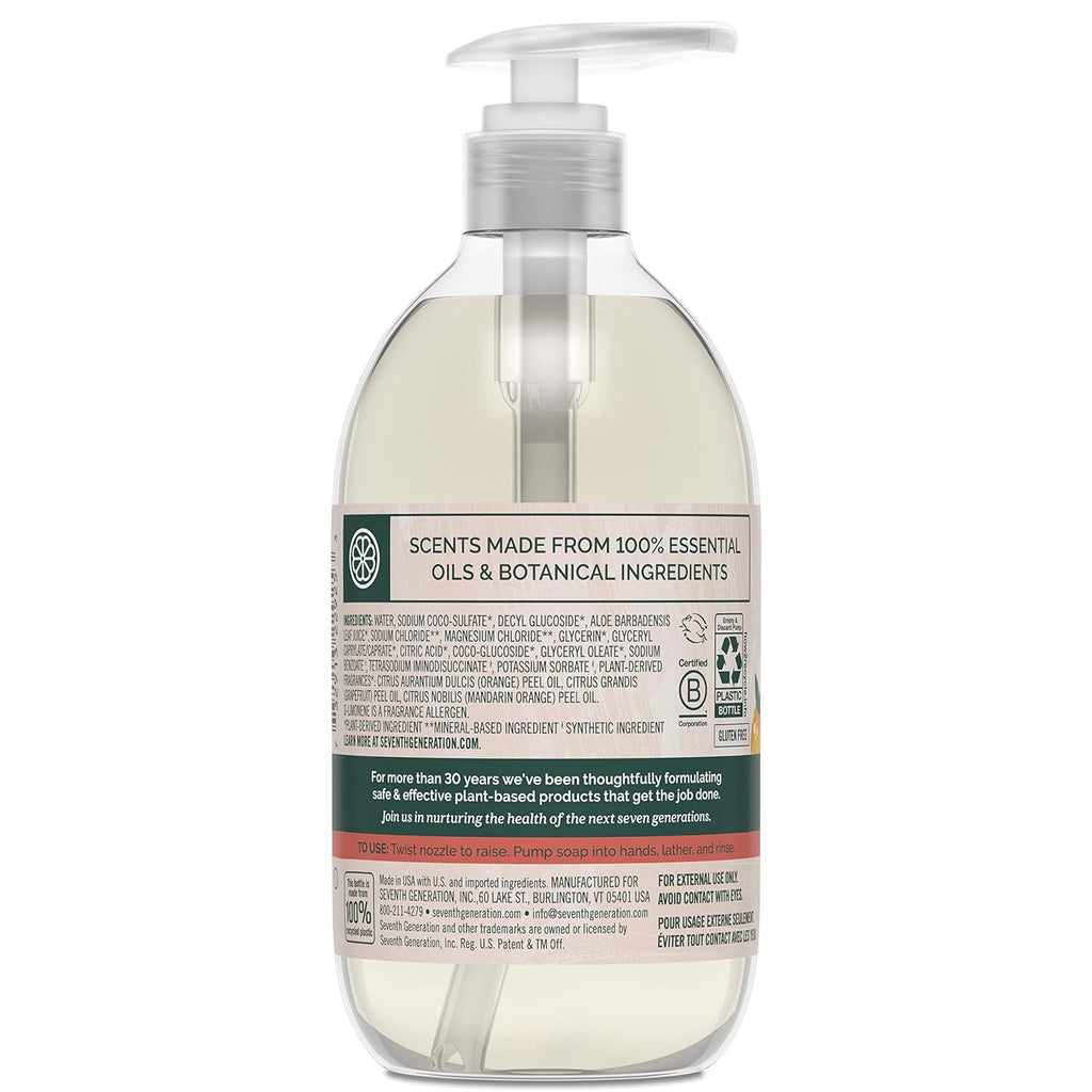 Liquid Hand Soap, Mandarin Orange & Grapefruit, Gentle Plant-Based Formula, 12 Fl Oz