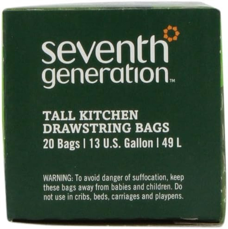 Drawstring Kitchen Trash Bags 13 Gal, 20 Bags