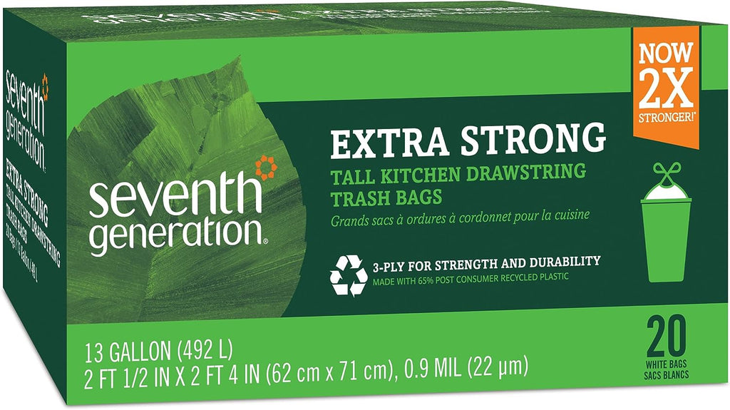 Drawstring Kitchen Trash Bags 13 Gal, 20 Bags