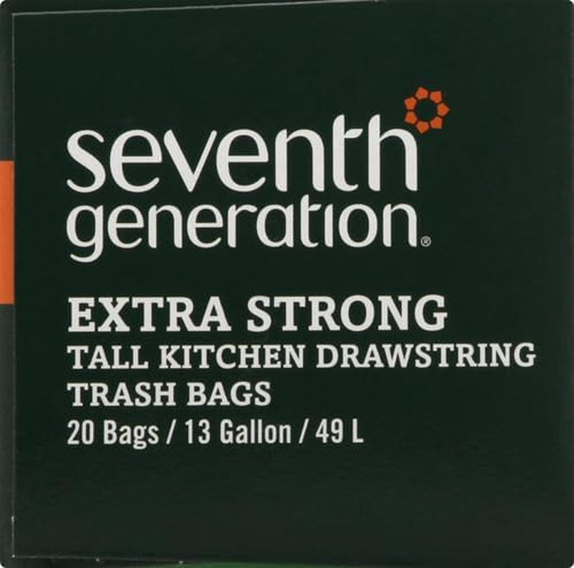 Drawstring Kitchen Trash Bags 13 Gal, 20 Bags