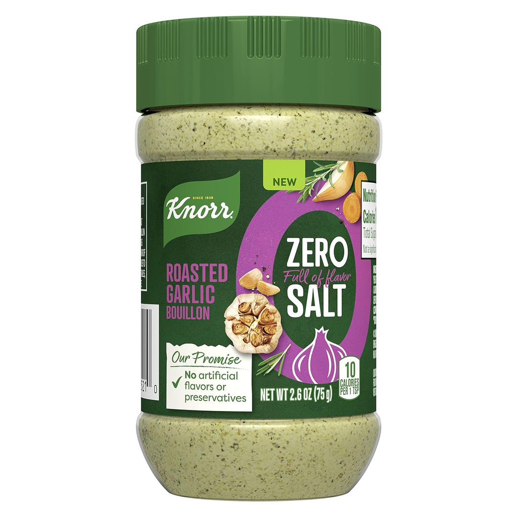 Zero Salt Powder Bouillon for Sauces, Gravies and Soups, Roasted Garlic Bouillon with No Artificial Flavors or Preservatives 2.6Oz