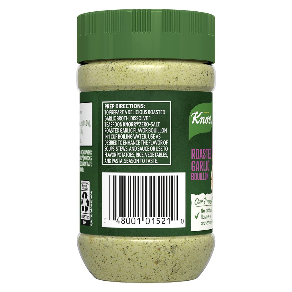 Zero Salt Powder Bouillon for Sauces, Gravies and Soups, Roasted Garlic Bouillon with No Artificial Flavors or Preservatives 2.6Oz