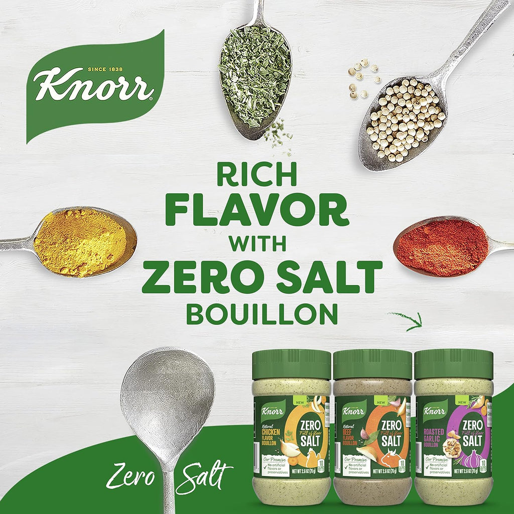 Zero Salt Powder Bouillon for Sauces, Gravies and Soups, Natural Beef Flavor Bouillon with No Artificial Flavors or Preservatives 2.6Oz