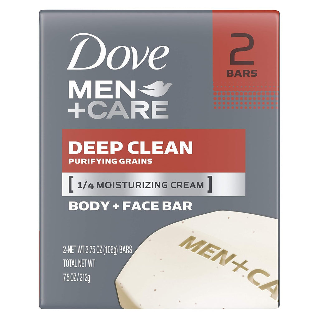 Dove Men+Care Men'S Bar Soap More Moisturizing than Bar Soap Deep Clean Effectively Washes Away Bacteria, Nourishes Your Skin 3.75 Oz 2 Bars