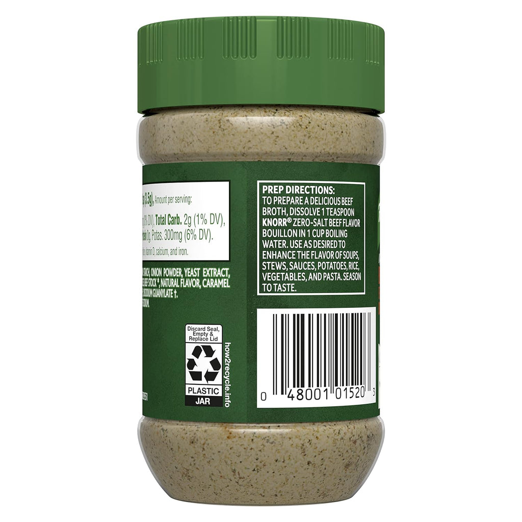 Zero Salt Powder Bouillon for Sauces, Gravies and Soups, Natural Beef Flavor Bouillon with No Artificial Flavors or Preservatives 2.6Oz