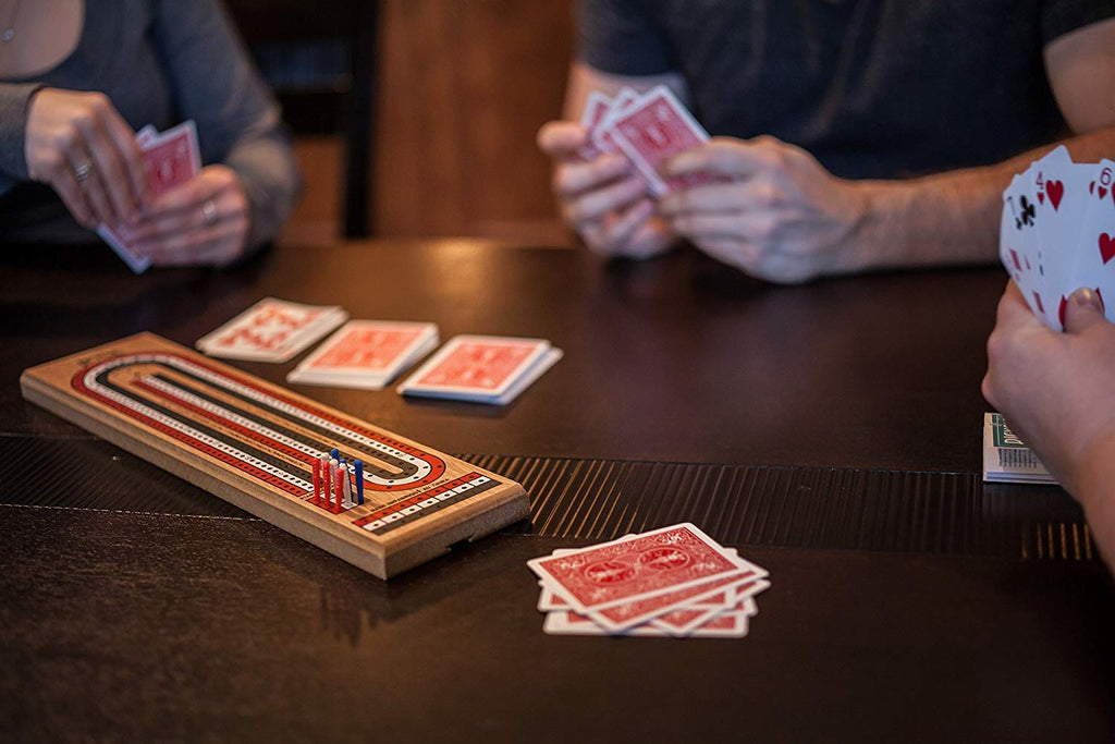 Bicycle 3-Track Color Coded Wooden Cribbage Board Games