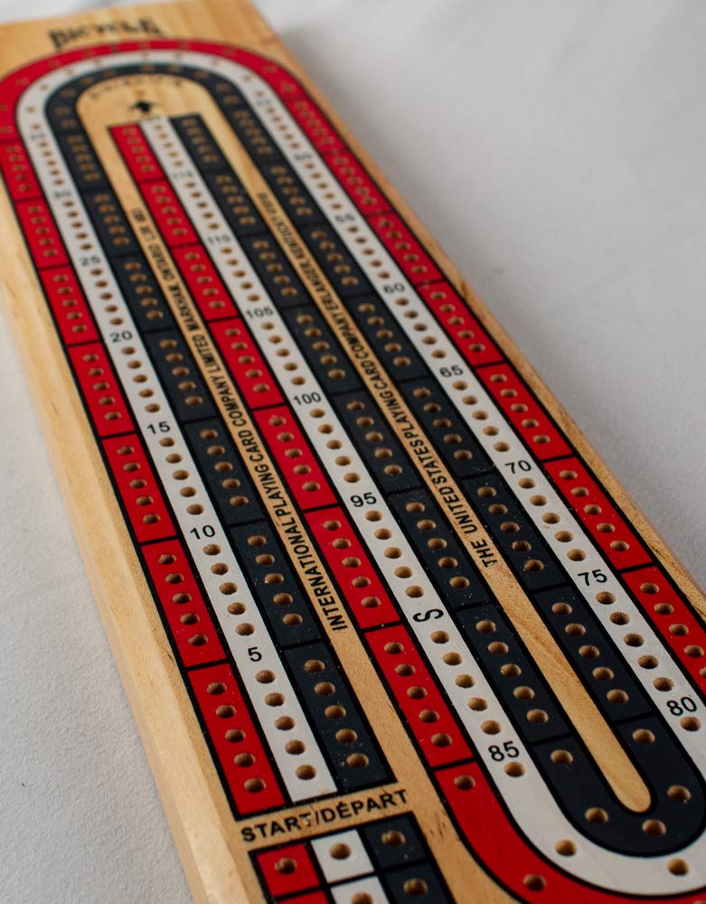 Bicycle 3-Track Color Coded Wooden Cribbage Board Games