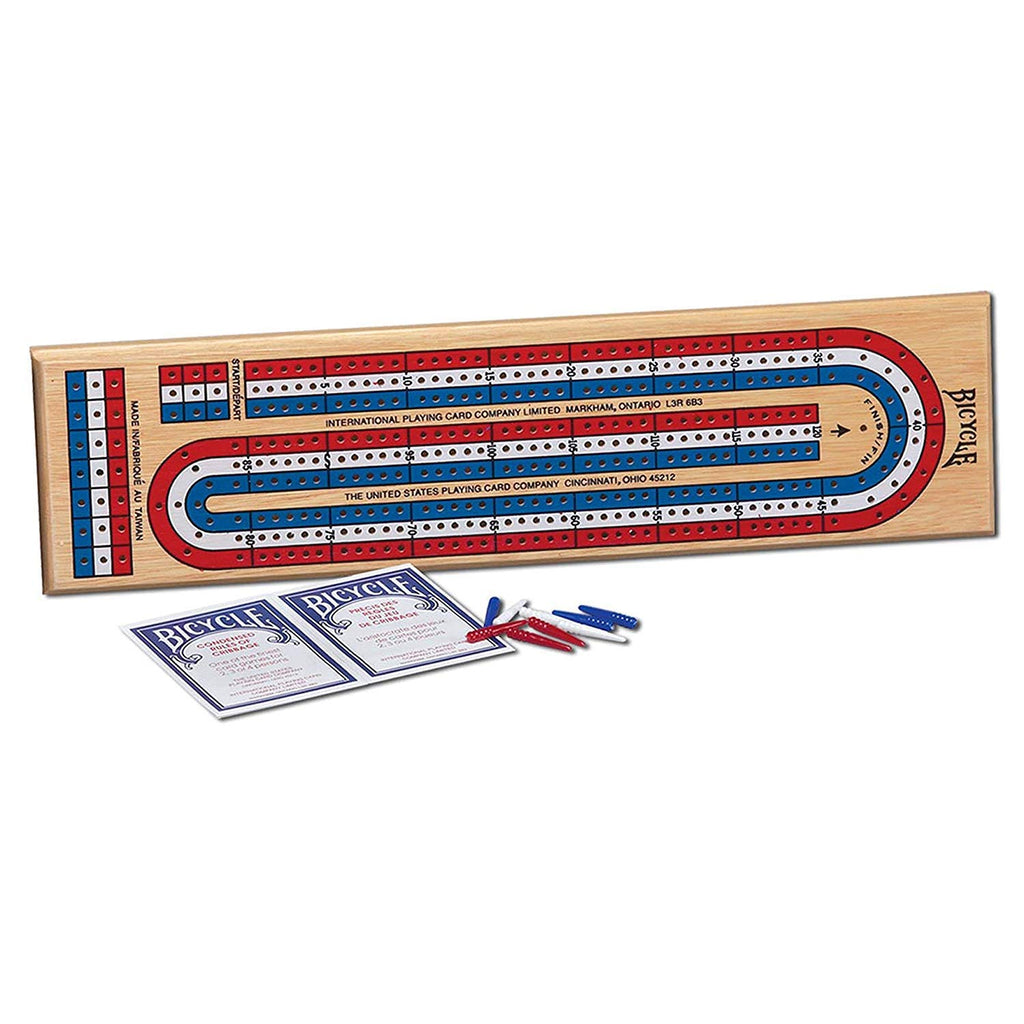 Bicycle 3-Track Color Coded Wooden Cribbage Board Games